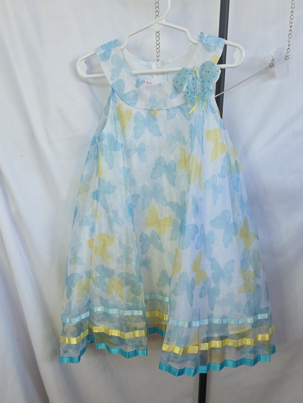Jessica Ann Blue and Yellow Butterfly Organza Party Dress